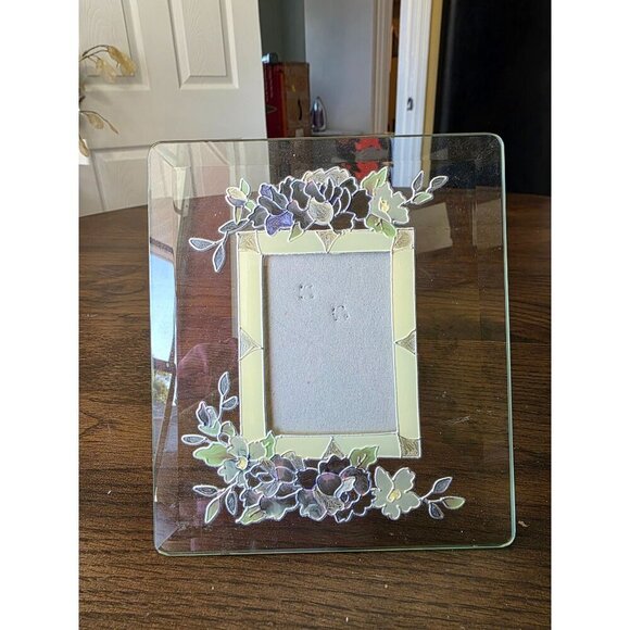 Hand-Painted Floral Glass Photo Frame 3.5" X 5" - Picture 1 of 15